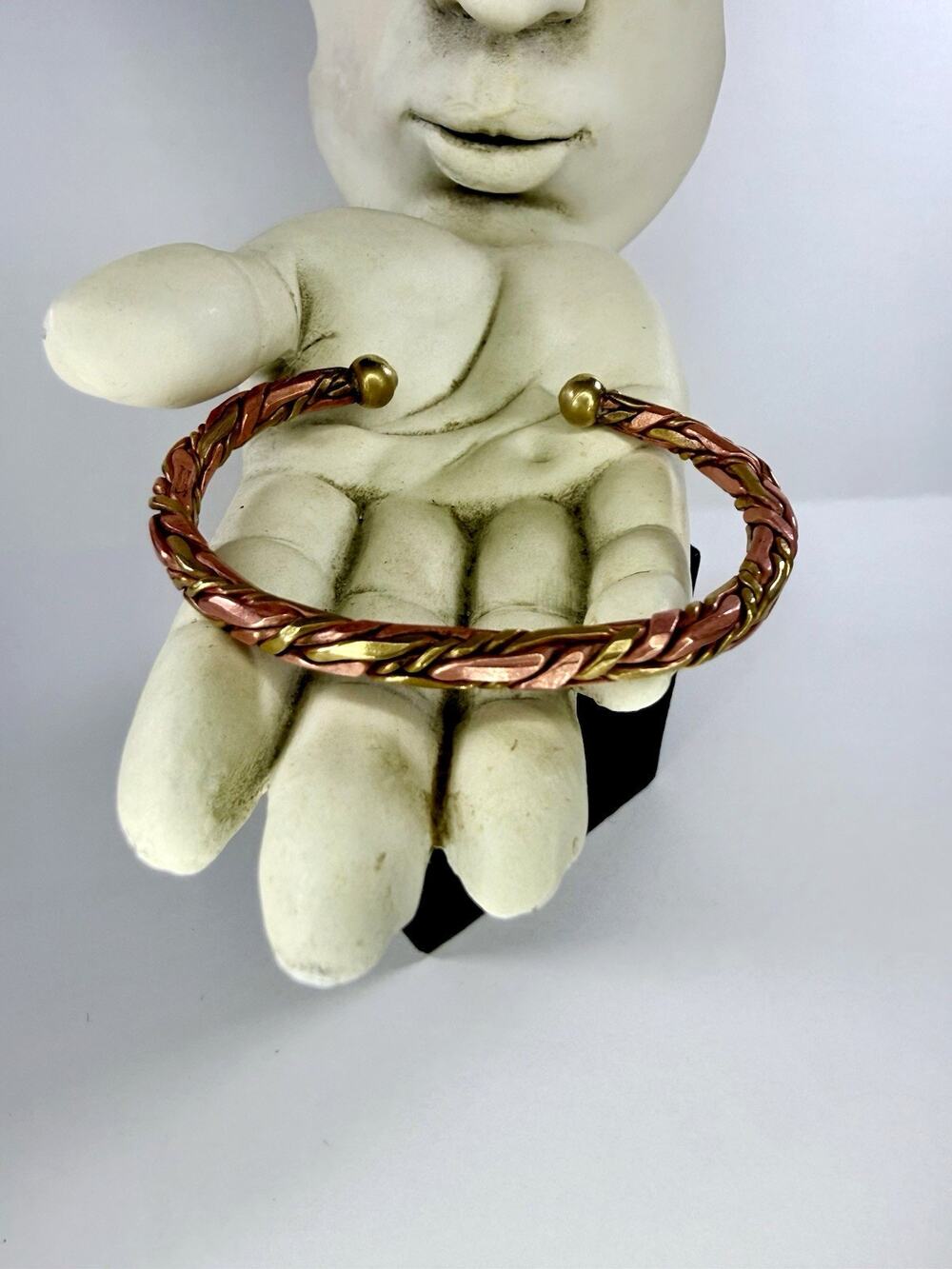 Copper Braided Twisted Rope Cuff Bracelet Open Bangle Sizable No Stone